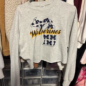 PINK Victoria's Secret Gray Michigan Wolverines Sweatshirt